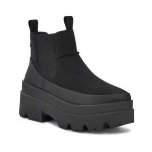 UGG BRISBANE CHELSEA BLACK LEATHER WATERPROOF WOMEN'S BOOTS SIZE US 7/UK 5 EUC
